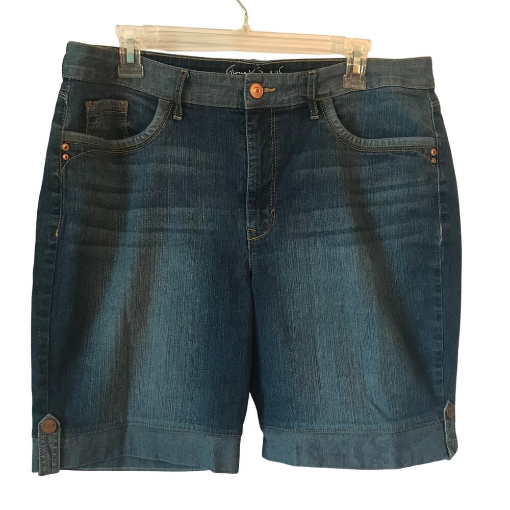 Gloria Vanderbilt Shorts Size 14 Womens Denim Jessa Two Toned Slimming Effects